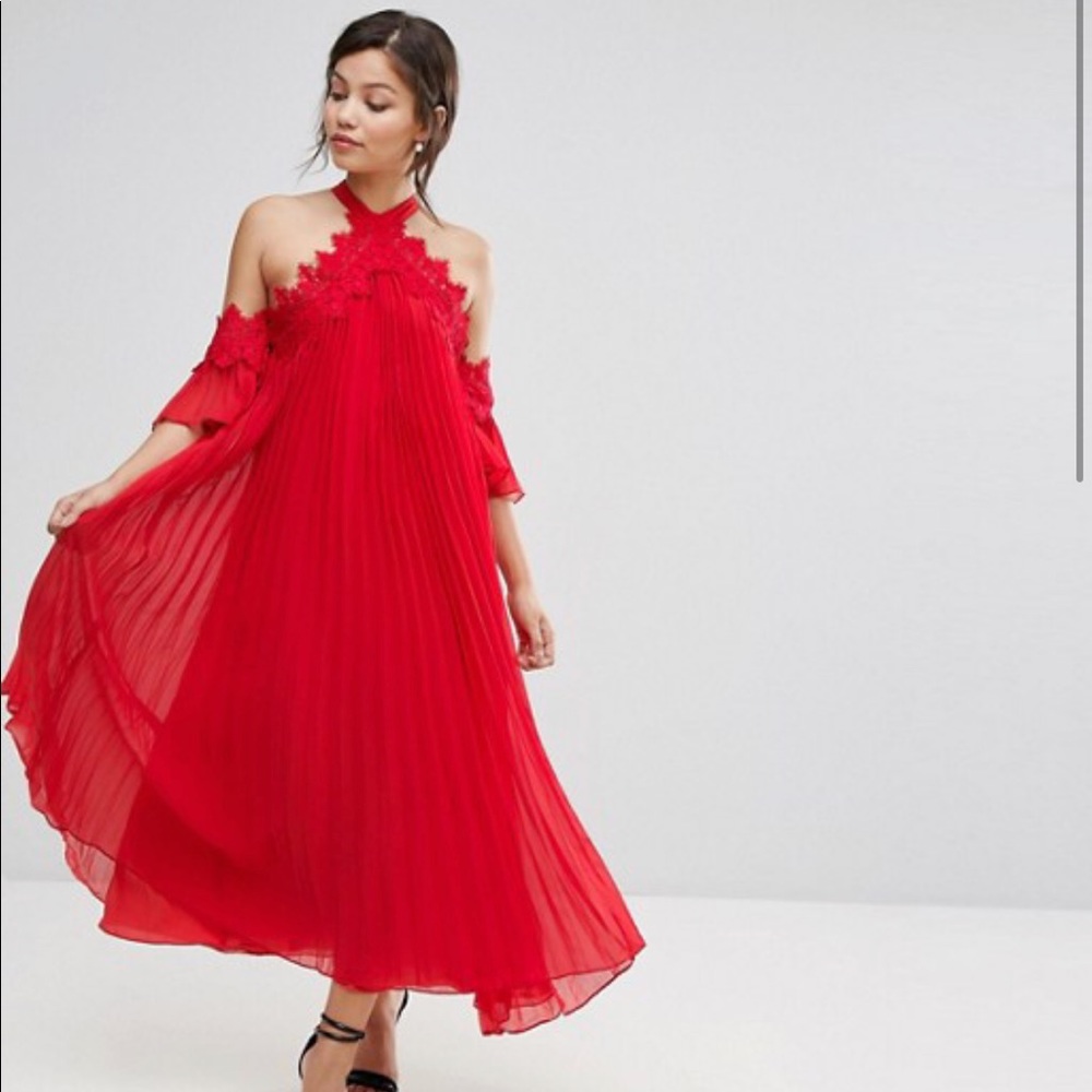 True Decadance Pleated Red Swing Dress